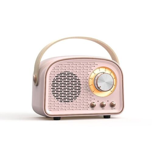 Enceinte Bluetooth Vintage Autonomie 8h Support TF USB Radio FM Rose YONIS