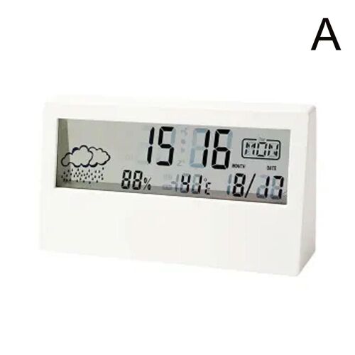 Réveil électronique LCD multifonctionnel simple, horloge de bureau transparente, affichage de la température, compteur météo numérique, humidité, B3Q2