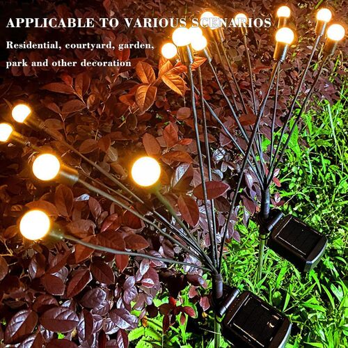 Lampe Led Solaire En Forme De Feu D'artifice, Luminaire Décoratif D'extérieur, Idéal Pour Un Jardin, Une Pelouse Ou Noël, 1 Pièce, H4s4