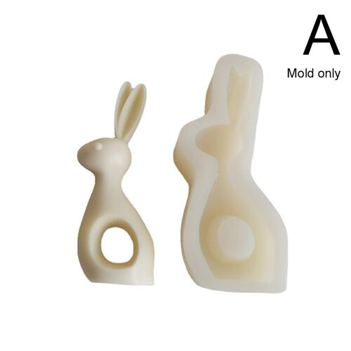 Moule À Bougie 3d En Silicone, Lapin De Pâques Mignon, Pour La Cuisson De Bougies Aromatiques, Outil De Décoration En Plâtre Et Savon, Diy, Fait À La Main, Cr9q7
