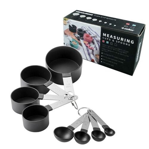 Outils De Cuisson Cuillère À Mesurer, Ensemble De Cuillère À Mesurer De Cuisine, Poignée En Acier Inoxydable Tasse À Mesurer Avec Cuillère À Mesurer D'échelle Gadgets De Cuisine 4 Pièces