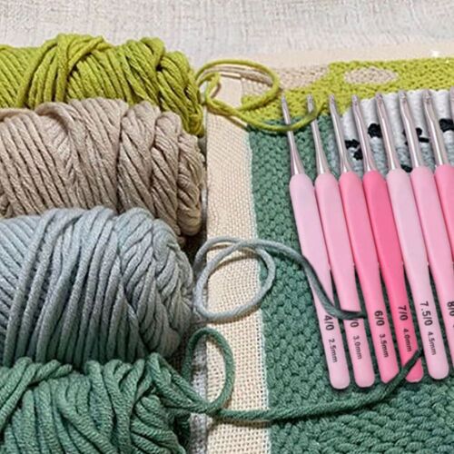 Crochet De Tricot Ergonomique En Fil D'aluminium, 8 Pièces, Poignée Tpr, Artisanat Fait À La Main Rose Pour Outil De Tricot D'arthrite