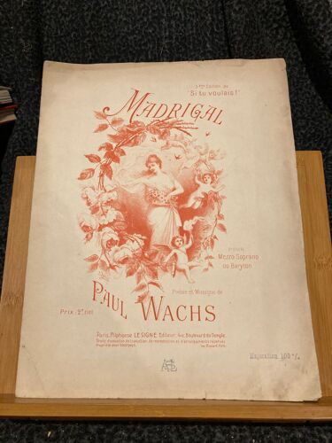Paul Wachs Madrigal Pour Mezzo Ou Baryton Ou Piano Partition Éditions Le Signe
