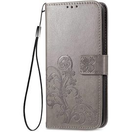 Coque Pour Xiaomi Redmi Note 11 Pro 5g / 4g, Pu Cuir Housse Tpu Flip Portefeuille Etui Avec Carte Fente & Stand Fonction & Motif Relief, Magnetique Protection Case Cover, Grise