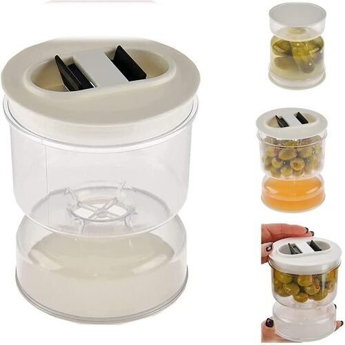 Conteneur alimentaire bocal à cornichons avec passoire, distributeur sec et humide, pot en sablier d'olive pour la cuisine, accessoires de stockage des aliments
