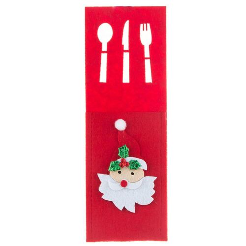 Porte-argenterie de noël père noël cerf arbre de noël vaisselle porte-tissu en feutre pochette couteaux de cuisine fourchettes décor de poche