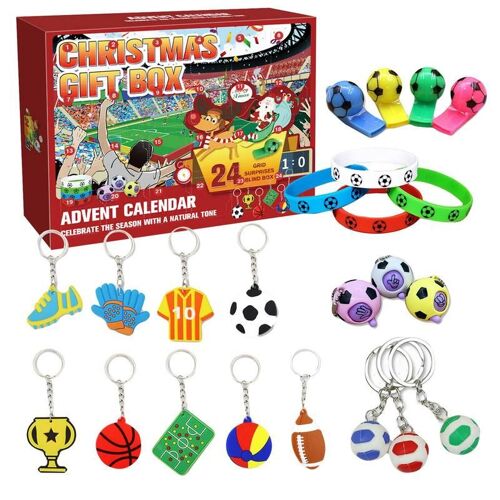 Calendrier de l'avent de noël, jouets de Football Super Value, calendrier de récompense de noël, 24 grilles, ensemble de jouets de Football pour enfants