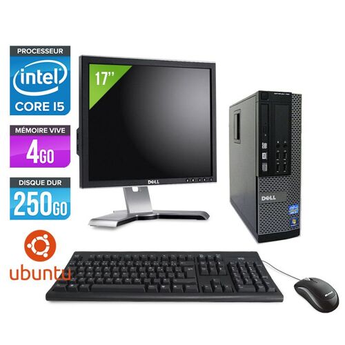 Dell Optiplex 790 SFF + Ecran 17'' - Intel Core i5-2400 / 3.10 GHz - RAM 4 Go - HDD 250 Go - DVD - GigaBit Ethernet - Linux - Ubuntu