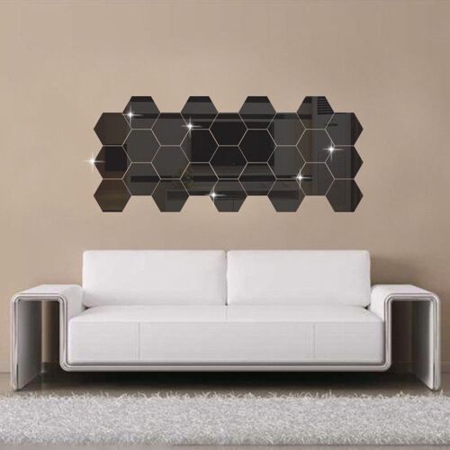 Autocollants muraux hexagonaux 3D en acrylique, 2 pièces, ensembles de miroirs décoratifs de personnalité, coller autocollant pour salon