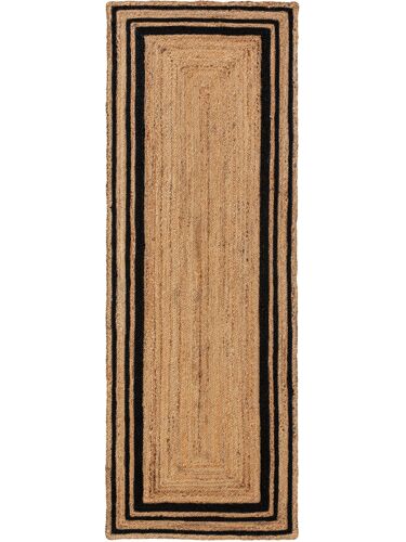 Tapis Poil Ras De Jute Jutta Noir 70x200 Cm - Tapis Poil Court Design Moderne Pour Salon