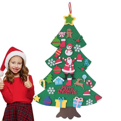 Ensemble de sapin de noël en feutre, 3,3 pieds, pour bricolage, décorations murales durables, avec rembourrage détachable