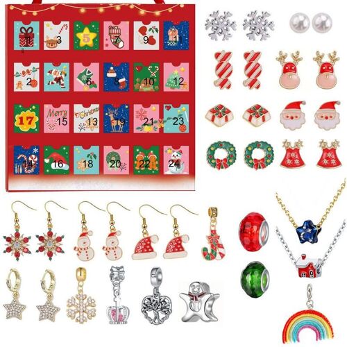 Kit De Fabrication De Collier À Breloques, Compte À Rebours De 24 Jours, Calendrier De Noël, Kit De Fabrication De Bijoux À Faire Soi-Même, Coffret Cadeau De Noël Pour 24 Jours