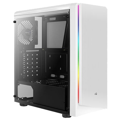 AEROCOOL Modèle : Boitier Moyen Tour ATX Rift Tempered Glass RGB avec panneau vitré (Blanc)