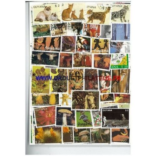 Guyana 100 Timbres Differents Obliteres