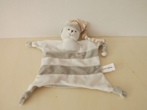 Doudou Ours Blanc Gris Rayé Crédit Mutuel