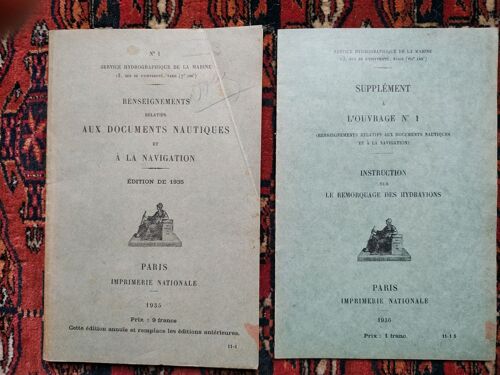 Renseignements Relatifs Aux Documents Nautiques Et À La Navigation, N°1 Et Supplément, Édition 1935-1936