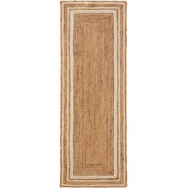 Tapis Poil Ras De Jute Jutta Blanc 70x200 Cm - Tapis Poil Court Design Moderne Pour Salon