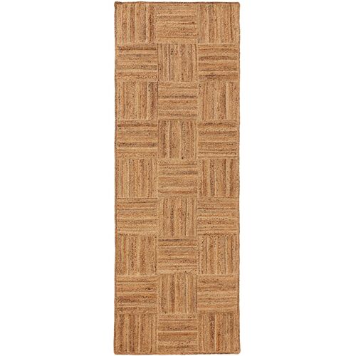 Tapis Poil Ras De Jute Jutta Marron Clair 80x250 Cm - Tapis Poil Court Design Moderne Pour Salon