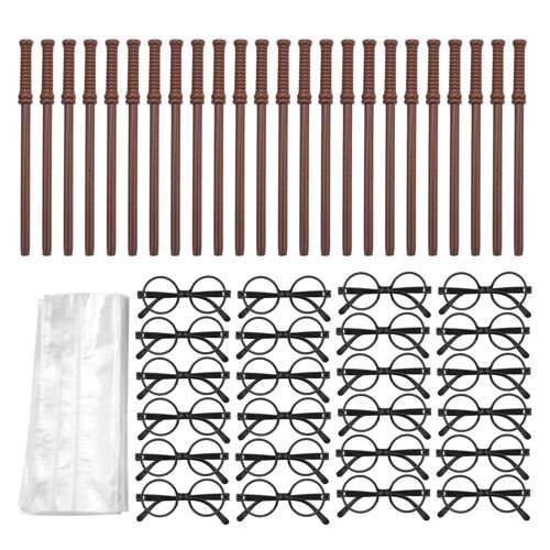 Lot de 72 Crayons et Verres Assistant Halloween Party Favors, 24 Crayons Wizard et 24 Montures de Lunettes avec 24