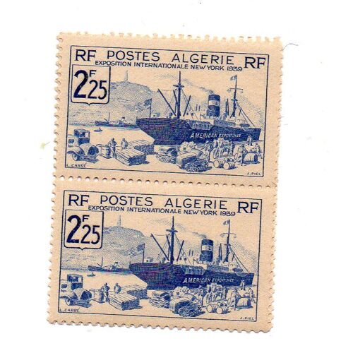 Algérie- 2 Timbres Neufs Non Détachés. Faciale 2.25f- Tbe- Exposition Universelle- 1939