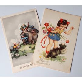 Carte Anniversaire Chat + Enveloppe - Neuf - Made In France