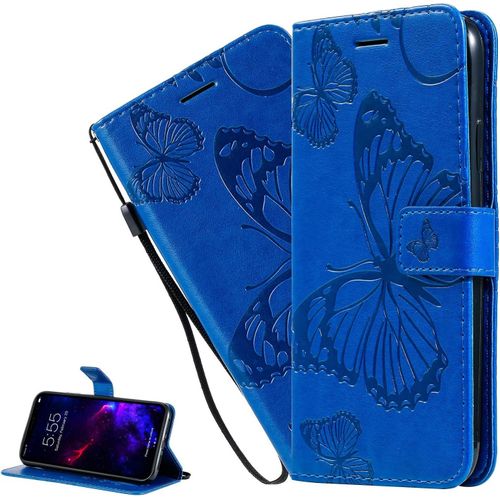 Coque Oppo Reno 6 5g,Portefeuille Etui Housse Pour Oppo Reno 6 5g Coque Gaufrage Paillon Fleur Pu Cuir Flip Wallet Etui Couverture Pour Oppo Reno 6 5g,Kt Die Blue