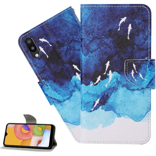 Coque Xiaomi Redmi 9a,Portefeuille Etui Housse Pour Xiaomi Redmi 9a Coque Paillette Fleur Papillon Chat Pu Cuir Flip Wallet Etui Couverture Pour Xiaomi Redmi 9a,Xc4 Blue Fish