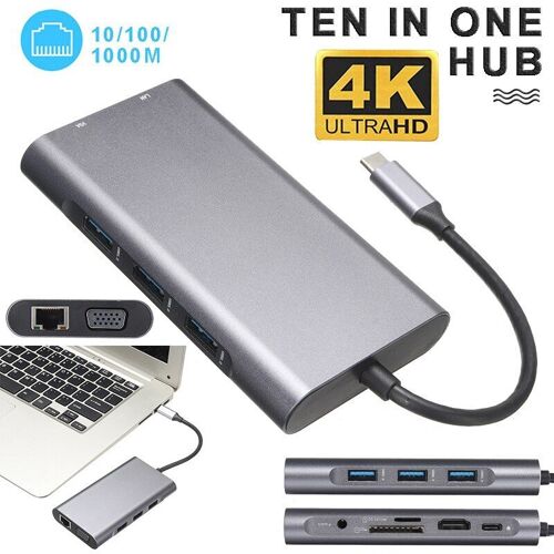 Adaptateur portable de Type C, 5Gbps, 4K, HDMI, VGA, PD, USB 3.0, pour ordinateur portable, souris, clavier