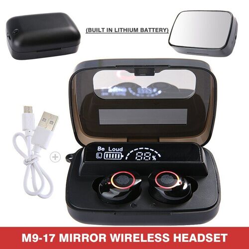 Écouteurs sans fil bluetooth, pour la course, marche, pêche, 1 paire, étanche, affichage miroir LED