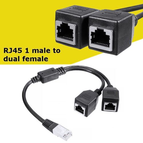 câble Ethernet RJ45 LAN pour ordinateur portable, 0.25m, 1 mâle vers 2 ports femelles, adaptateur CAT 5, séparateur, noir