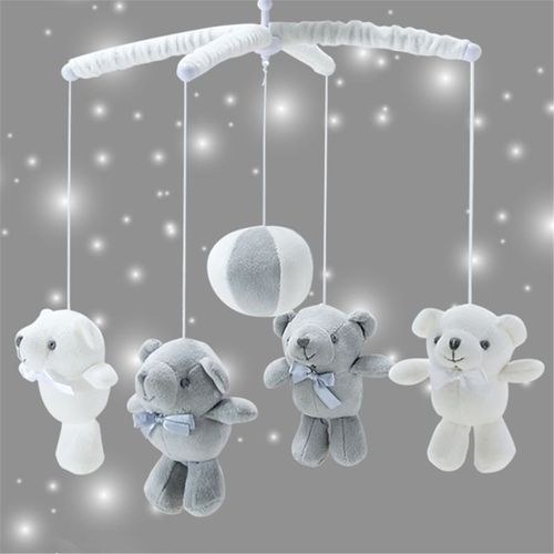 Support De Berceau Pour Bébé De 0 À 12 Mois, Jouets, Boîte À Musique, Horloge, Cloche De Lit, Ours, Jouets Mobiles Faits À La Main Pour Enfants