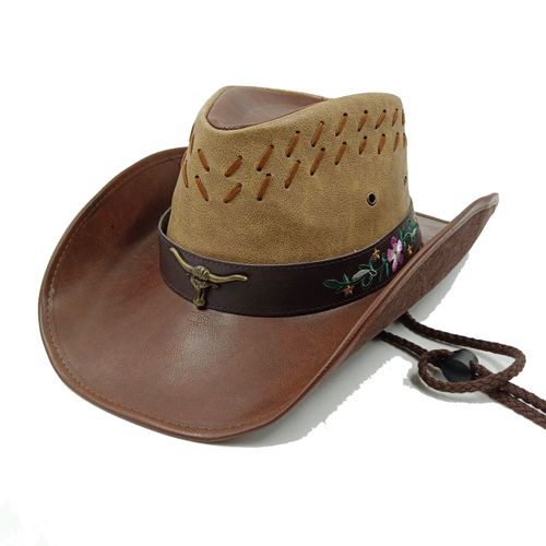 Chapeau Western Cirboy En Cuir Pour Hommes,Types D'accessoires,Dad Gentleman Sombrero Zones Bre Dn,58-59cm,100