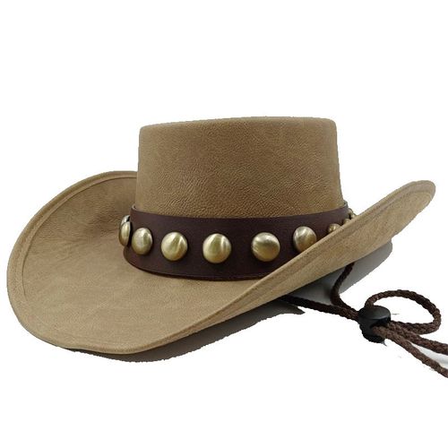Chapeau Western Cirboy En Cuir Pour Hommes,Types D'accessoires,Dad Gentleman Sombrero Zones Bre Dn,58-59cm,100