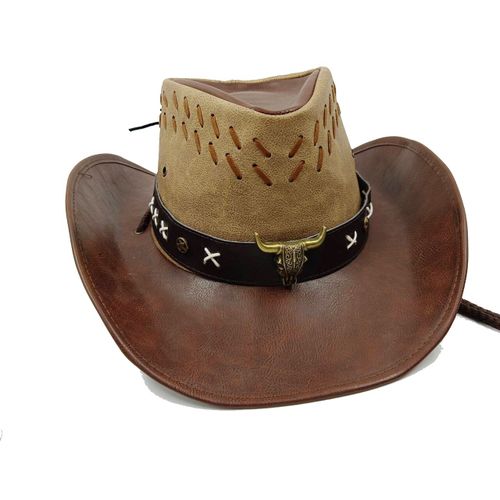 Chapeau Western Cirboy En Cuir Pour Hommes,Types D'accessoires,Dad Gentleman Sombrero Zones Bre Dn,58-59cm,100