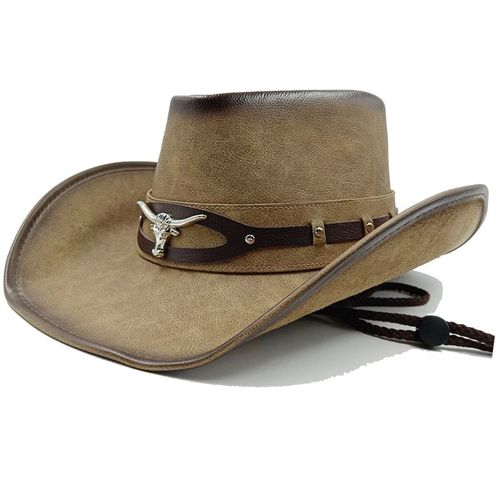 Chapeau Western Cirboy En Cuir Pour Hommes,Types D'accessoires,Dad Gentleman Sombrero Zones Bre Dn,58-59cm,100