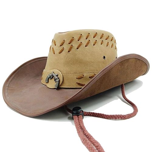 Chapeau Western Cirboy En Cuir Pour Hommes,Types D'accessoires,Dad Gentleman Sombrero Zones Bre Dn,58-59cm,100