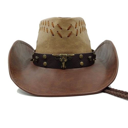 Chapeau Western Cirboy En Cuir Pour Hommes,Types D'accessoires,Dad Gentleman Sombrero Zones Bre Dn,58-59cm,100