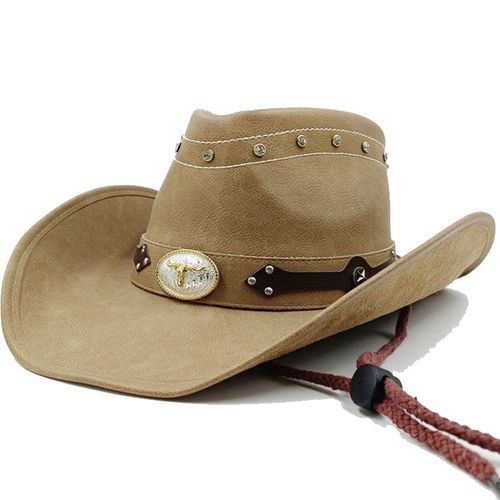 Chapeau Western Cirboy En Cuir Pour Hommes,Types D'accessoires,Dad Gentleman Sombrero Zones Bre Dn,58-59cm,100