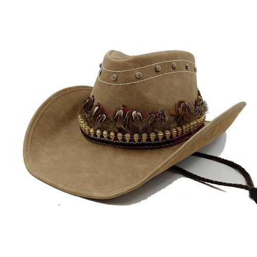 Chapeau Western Cirboy En Cuir Pour Hommes,Types D'accessoires,Dad Gentleman Sombrero Zones Bre Dn,58-59cm,100
