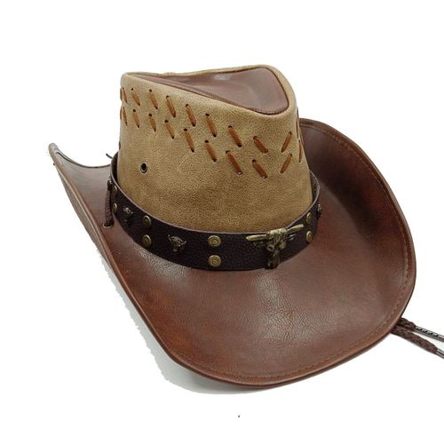 Chapeau Western Cirboy En Cuir Pour Hommes,Types D'accessoires,Dad Gentleman Sombrero Zones Bre Dn,58-59cm,100