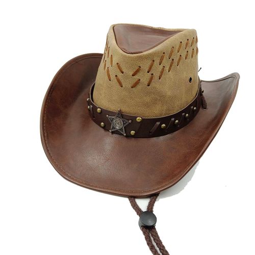 Chapeau Western Cirboy En Cuir Pour Hommes,Types D'accessoires,Dad Gentleman Sombrero Zones Bre Dn,58-59cm,100