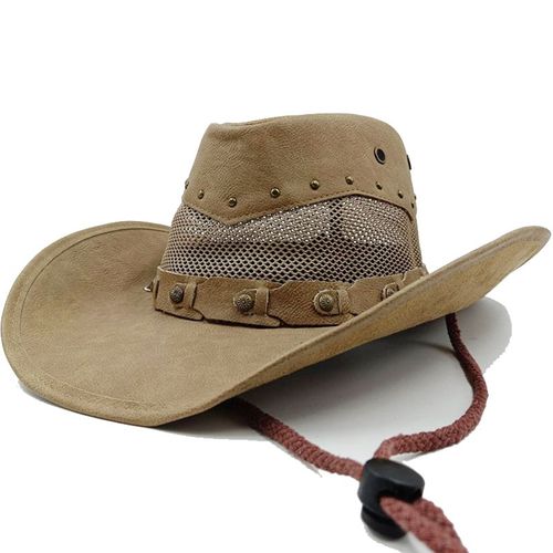 Chapeau Western Cirboy En Cuir Pour Hommes,Types D'accessoires,Dad Gentleman Sombrero Zones Bre Dn,58-59cm,100