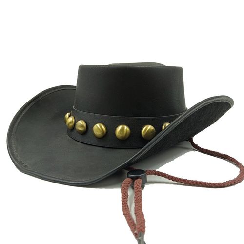 Chapeau Western Cirboy En Cuir Pour Hommes,Types D'accessoires,Dad Gentleman Sombrero Zones Bre Dn,58-59cm,100