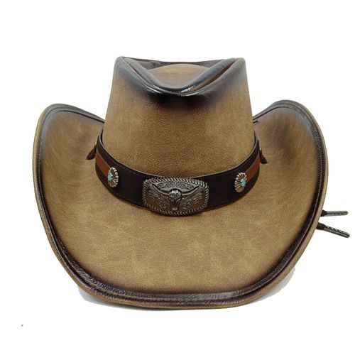 Chapeau Western Cirboy En Cuir Pour Hommes,Types D'accessoires,Dad Gentleman Sombrero Zones Bre Dn,58-59cm,100