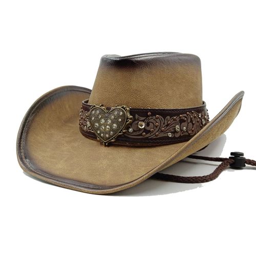 Chapeau Western Cirboy En Cuir Pour Hommes,Types D'accessoires,Dad Gentleman Sombrero Zones Bre Dn,58-59cm,100