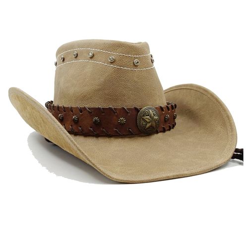 Chapeau Western Cirboy En Cuir Pour Hommes,Types D'accessoires,Dad Gentleman Sombrero Zones Bre Dn,58-59cm,100