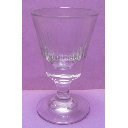 Ancien Verre À Pied Liqueur / Digestif / Shot - Forme: Tronconique Strié - Translucide - 5 Cl