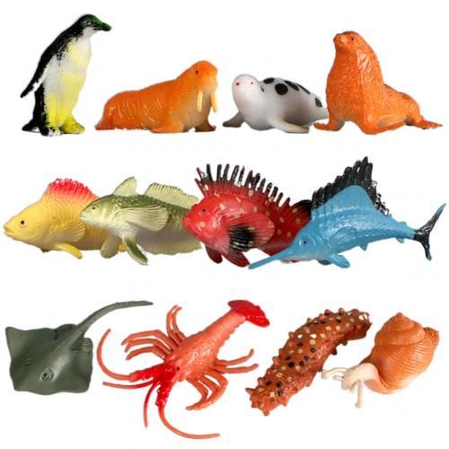 Mini Figurines D'Animaux Marins En Pvc, 12 Pièces, Pingouin, Étoile De Mer, Jouet Pour Enfants, Décor De Table, Ornements Miniatures, Cadeau Pour Bébés