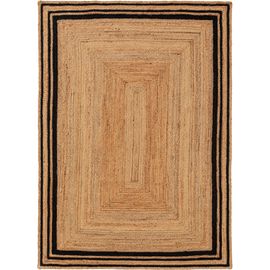 Tapis Poil Ras De Jute Jutta Noir 160x230 Cm - Tapis Poil Court Design Moderne Pour Salon