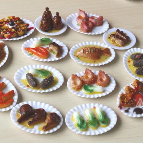 Plateau De Maison De Poupée 18 Pièces, Plats Alimentaires Miniatures, Vaisselle De Cuisine, Cadeau Pour Enfants Filles, Accessoires De Maison De Poupée